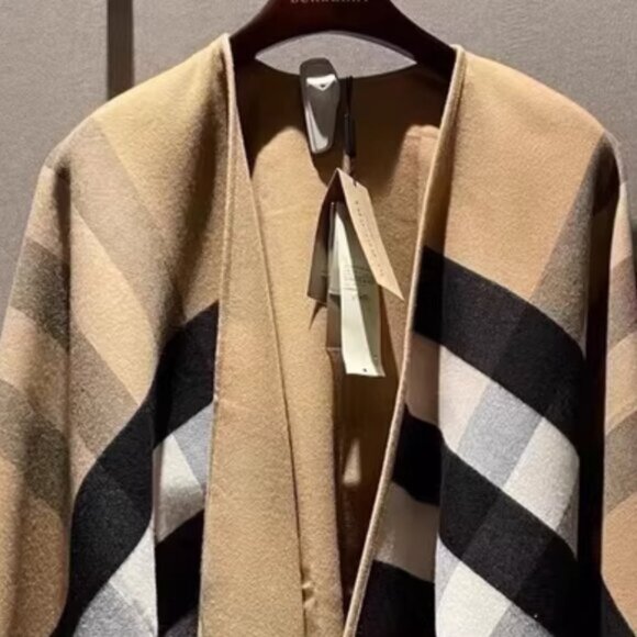 Burberry Camel and Black Check Cape